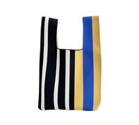 VDCVADKYE Sac à Main à Nouer au Poignet, Sac à Main en Tricot réutilisable, Sac de Courses, Porte-clés for fête, Mariage, Voyage(Blue Black)