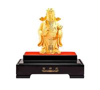 VDCVADKYE Statue de Bouddha Figurine de décoration intérieur Statue de Bouddha en velours sable doré, Dieu de la richesse, ornement avec base, plusieurs tailles(S)