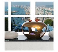 VDCVADKYE Table Basse Ronde， Assembled Fiberglass Round Side Table, Coffee Table, End Table Multicolor 20 x 12.6 inches(Gold)