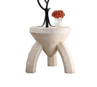 VDCVADKYE Table Basse Ronde， Table d'appoint Ronde 47 x 49,6 cm, 3 Pieds, Blanc, en PRFV, Lot de 1