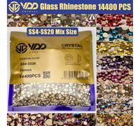 VDD 14400 pièces en gros SS4-SS20 mélange de taille verre strass cristal Non-hotfix or FlatBack pierres pour bricolage Nail Art accessoires Black DIamond
