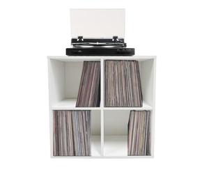 VDD Armoire de rangement pour plaques vinyle 4 compartiments Blanc