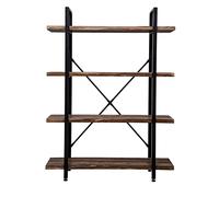 VDD Armoire Murale Bibliothèque Ouverte Design Industriel en Bois Robuste 140 cm de Hauteur Noir