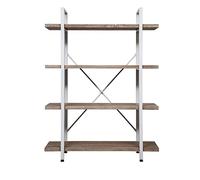 VDD Armoire Murale Tough métal Bois Design Industriel bibliothèque Ouverte 140 cm Haut Blanc