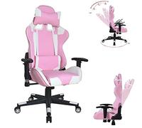 VDD Chaise de Bureau Chaise Gaming Thomas - Chaise Style Gaming Racing - Blanc Rose