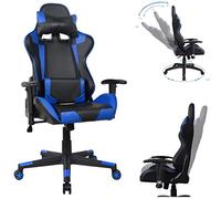 VDD Chaise de Bureau Racing Gaming Gaming Style High Design Thomas Noir Bleu