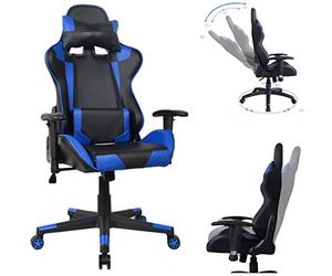 VDD Chaise de Bureau Racing Gaming Gaming Style High Design Thomas Noir Bleu