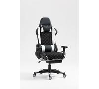 VDD Chaise de Jeu Classic - Chaise de Bureau - Repose-Pieds - revêtement Tissu - Noir et Blanc