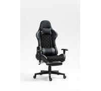 VDD Chaise de Jeu Classic - Chaise de Bureau - Repose-Pieds - revêtement Tissu - Noir et Gris