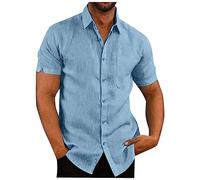 VDDTAGAM Chemise Lin Chemise Homme Blanche Chemise Verte Homme Chemise Blanche Chemise Col Mao Homme Chemisette Homme Grande Taille Chemise Homme Chemise Homme Chemise Chemise Homme Ch(Sky Blue,3XL)