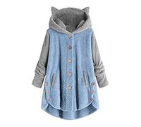 VDDTAGAM Manteau Court Femme Poncho Polaire Femme Vetement Femme Doudoune Longue Femme Veste Femme Polaire Manteau Femme Hiver Chic Veste Femme Chic Hiver Veste Hiver Femme Vetement Fe(Sky Blue,M)