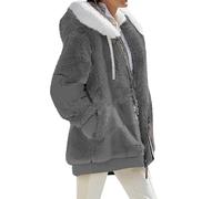 VDDTAGAM Manteaux Femme Veste Femme Pull Polaire Femme Hiver Chaud Veste Femme Grande Taille Pull Long Femme Veste Polaire Femme Veste Capuche Femme Sweat Plaid Pull Polaire Femme Vest(Dark Gray,M)