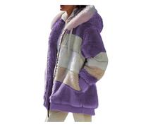VDDTAGAM Manteaux Polaire Zippée pour Femme Mode en Peluche à Capuche Épaissir Blouson Chaud Hiver Décontractée Doux Ample Veste Manche Longue Cardigan Casual Bloc de Couleur Mode Hiver Outerwear