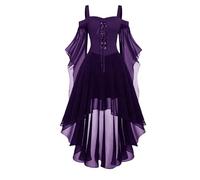 VDDTAGAM Médiévale Renaissance Costume Robes Maxi Parti Vintage Déguisements Halloween Gothique Femmes Cosplay Déguisement Carnaval Victorien (Deep Purple,L) VDD57