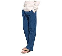 VDDTAGAM Pantalon en Lin Homme, Pantalon d'Été Long Décontracté (Sky Blue,M) VDD549