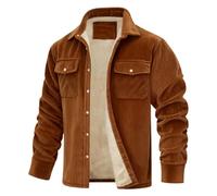 VDDTAGAM Veste d'hiver pour homme - Veste doublée - Chemise thermique à carreaux - Avec poches multiples - Coton - Chemise chaude (Brown,M) VDD95