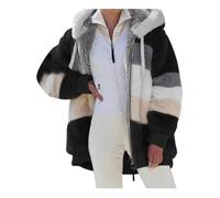 VDDTAGAM Vetement Femme Veste Polaire Pull Long Femme Gilet Long Femme Hiver Chaud Manteau Femme Sweat Plaid Veste Sherpa Femme Gilet Long Femme Hiver Chaud Manteau Fourrure Femme Vete(Black,3XL)