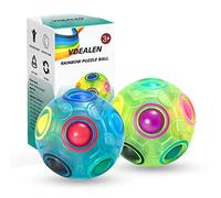 Vdealen Boule de Puzzle Magique Arc en Ciel Magic Rainbow Ball Jeu de Puzzle Balle Anti Stress Casse-tête Our Filles et Garçons Adultes Jouets éducatifs Our D'activité et de Faire la Fête Lot de 2