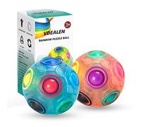 Vdealen Boule de Puzzle Magique Arc en Ciel Magic Rainbow Ball Jeu de Puzzle Balle Anti Stress Casse-tête Our Filles et Garçons Adultes Jouets éducatifs Our D'activité et de Faire la Fête Lot de 2