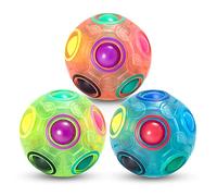 Vdealen Boule de Puzzle Magique Arc en Ciel Magic Rainbow Ball Jeu de Puzzle Balle Anti Stress Casse-tête Our Filles et Garçons Adultes Jouets éducatifs Our D'activité et de Faire la Fête Lot de 3