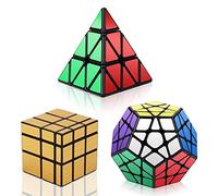 Vdealen Lot de 3 Magiques de la Collection Speed Cube - Pyraminx, Megaminx, Miroir 3x3x3cm