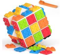 Vdealen Speed Cube 3x3 Build-on Brick Cube de Vitesse, Magique Casse-tête Cube pour Débutants et Utilisateurs Avancés, Cadeau pour Enfants Les Adolescents Adultes(Blanc)