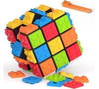 Vdealen Speed Cube 3x3 Build-on Brick Cube de Vitesse, Magique Casse-tête Cube pour Débutants et Utilisateurs Avancés, Cadeau pour Enfants Les Adolescents Adultes(Noir)