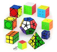Vdealen Speed Cube Magique 2x2 3x3 2x2x3 Pyramide Megaminx Skewb Infinity Six-Spot Cube de Vitesse, Lisse Autocollant Magic Cube Puzzle, Cadeau pour Enfants Les Adolescents Adultes(10 Paquet)