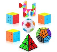 Vdealen Speed Cube Magique 2x2 3x3 4x4 Pyramide Megaminx Snake Rainbow Ball Cube de Vitesse, Lisse Autocollant Magic Cube Puzzle, Cadeau pour Enfants Les Adolescents Adultes(7 Paquet)