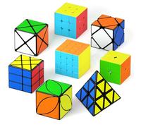 Vdealen Speed Cube Magique 2x2 3x3 4x4 Pyramide Skewb Ivy Dino Cube de Vitesse, Lisse Autocollant Magic Cube Puzzle, Cadeau pour Enfants Les Adolescents Adultes(8 Paquet)