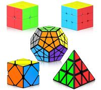 Vdealen Speed Cube Magique 2x2 3x3 Pyramide Megaminx Skewb Cube de Vitesse, Lisse Autocollant Magic Cube Puzzle, Cadeau pour Enfants Les Adolescents Adultes(5 Paquet)