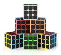 Vdealen Speed Cube Magique 3x3x3 Cube de Vitesse, 6 Paquet Magic Cube pour Débutants et Utilisateurs Avancés, Cadeau pour Enfants Les Adolescents Adultes(Autocollant de Fibre Carbone)