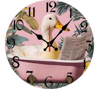 Vdenvileye Horloge de salle de bain amusante en forme de canard avec motif de canard - Décoration murale - 30 x 30 cm - Silencieuse - Fonctionnement à piles - Cadeau pour femme