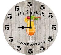 Vdenvileye Horloge murale amusante « It's 5 O Clock Somewhere » - Cadeau amusant pour homme, mari, papa, 25 x 25 cm - Horloge murale silencieuse sans tic-tac - Fonctionne avec piles