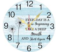 Vdenvileye Horloge murale inspirante « Every Day Is A New Beginning Take A Deep Breath And Start Again » pour la maison, la cuisine, la salle de bain, la salle de bain, la salle de yoga, le spa