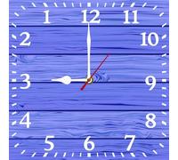 Vdenvileye Horloge murale inversée carrée en bois de 25 cm, décoration d'intérieur, silencieuse, sans tic-tac, alimentée par piles pour cuisine, bureau, école, salle de ar (bleu)