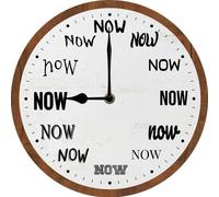 Vdenvileye It's Now Time Horloge murale pour décoration de salon, 25,4 cm, horloge de bureau ronde silencieuse, sans tic-tac, fonctionne avec piles, facile à lire, salle de bain, cuisine, bureau