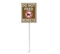 Vdenvileye Panneau d'avertissement « Do Not Feed Monkeys » avec piquet - 20 x 30 cm - En aluminium antirouille - Décoration de pelouse - Panneau d'avertissement pour extérieur, rue, jardin