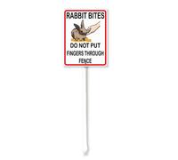 Vdenvileye Panneau d'avertissement en aluminium antirouille avec piquet Rabbit Do Not Put Fingers Through Fence - 20 x 30 cm