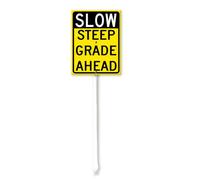 Vdenvileye Panneau d'avertissement Slow Steep Hill Ahead avec piquet 17,5 x 22 cm en aluminium antirouille pour décoration de pelouse, rue, jardin