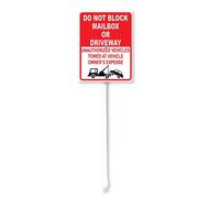 Vdenvileye Panneau de cour avec piquet « Do Not Block Mailbox - Violators Will Be Towed Away At Vehicle Owner's Expense » - 20 x 30 cm - En aluminium antirouille - Décoration de pelouse pour extérieur
