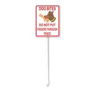 Vdenvileye Panneau de cour avec piquet Dog Do Not Put Fingers Through Fence - 11,5 x 15 cm - En aluminium antirouille - Décoration de pelouse - Pour extérieur, rue, jardin