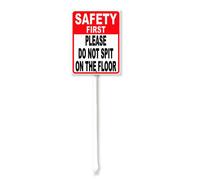 Vdenvileye Panneau de cour avec piquet Safety First Please Do Not Spit On The Floor - 17,5 x 22 cm - En aluminium antirouille - Décoration de pelouse - Pour extérieur, rue, jardin