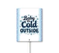 Vdenvileye Panneau de cour d'hiver avec piquet pour extérieur, 11,7 x 15,2 cm, panneau en aluminium « Baby Its Cold Outsid », décoration de Noël, maison, cour, pelouse, terrasse, jardin, cour
