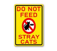 Vdenvileye Panneau « Do Not Feed Stray Cats » - 14 × 20 cm - Plaque en aluminium robuste antirouille - Décoration murale pour cour, patio, porche