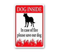 Vdenvileye Panneau « Dog Inside In Case of Fire Please Save Our Dog » - 30 x 40 cm - Plaque en aluminium robuste antirouille - Décoration murale pour cour, jardin, terrasse, porche