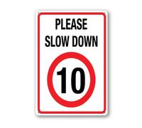 Vdenvileye Panneau en aluminium réfléchissant « Please Slow Down Speed Limit 10 km/h » - 14 x 20 cm - Résistant à la décoloration - Imperméable - Utilisation intérieure ou extérieure - Facile à monter
