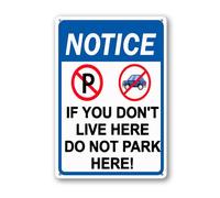 Vdenvileye Panneau « If You Do Not Live Here Don't Park Here » - 14 x 20 cm - Plaque en aluminium robuste antirouille - Décoration murale pour cour, jardin, porche, terrasse