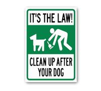 Vdenvileye Panneau « It's The Law Please Clean Up After Your Dog » - 20 x 30 cm - Plaque en aluminium robuste antirouille - Décoration murale pour cour, jardin, terrasse, porche