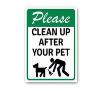 Vdenvileye Panneau « Please Clean Up After Your Pet » - 30 x 40 cm - Plaque en aluminium robuste antirouille - Décoration murale pour cour, jardin, patio, porche